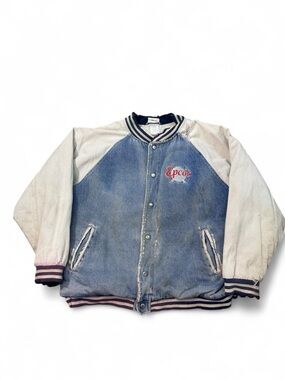 Vintage 90s Disney Epcot embroidered denim varsity jacket L mens flaws thrashed